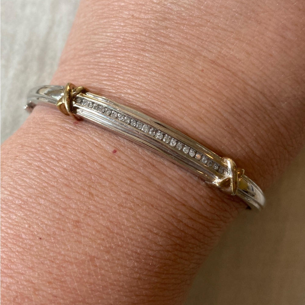 Diamonds 1/5ctw Sterling Silver 925 Spring‎ Hinged Bracelet Safety Clasp X - Picture 6 of 14